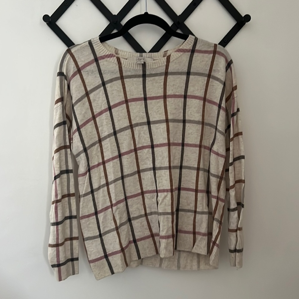 LOFT Plaid Lightweight Sweater